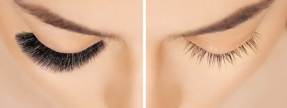eyelash extensions before and after